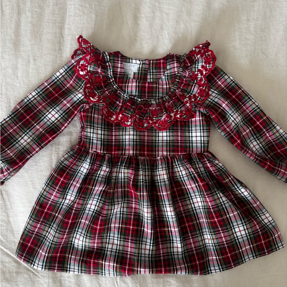Iris & Ivy Red Plaid Dress with Ruffle Detail